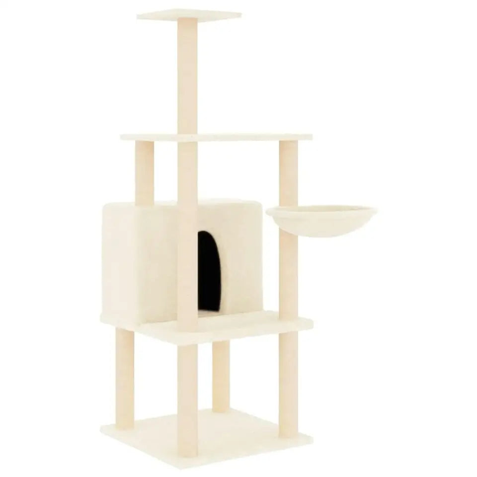 1.3 Metre Beige Cat Tree with Plush Condo, Basket & Perches 5