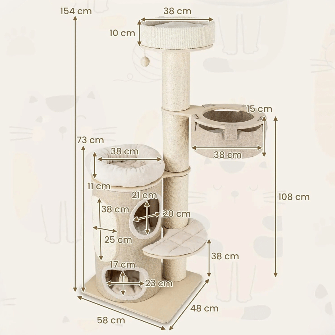 1.5 Metre Cat Tree Tower with 2-Storey Condo, Plush Perches & Scratching Post 6