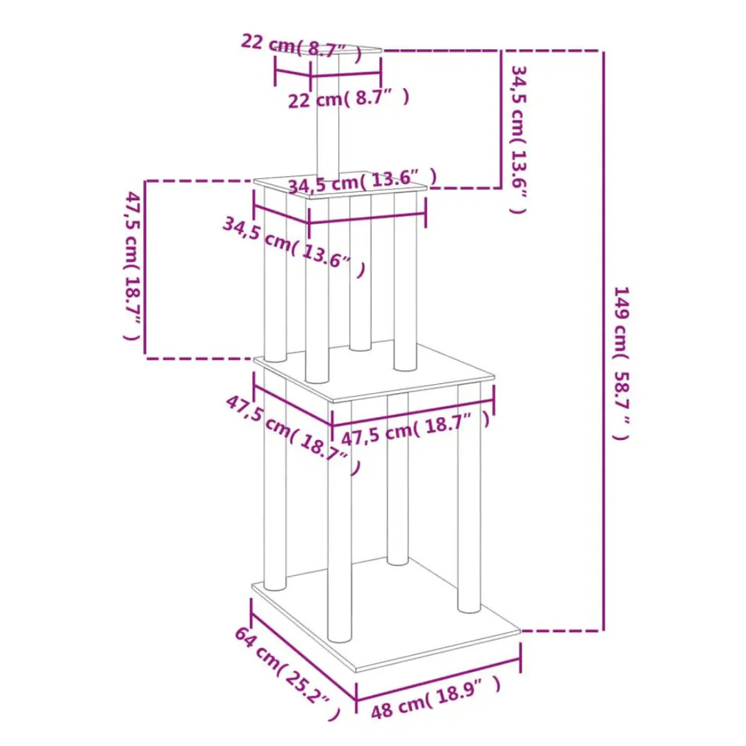 1.5 Metre Cat Tree Tower with Perches & Scratching Posts 5