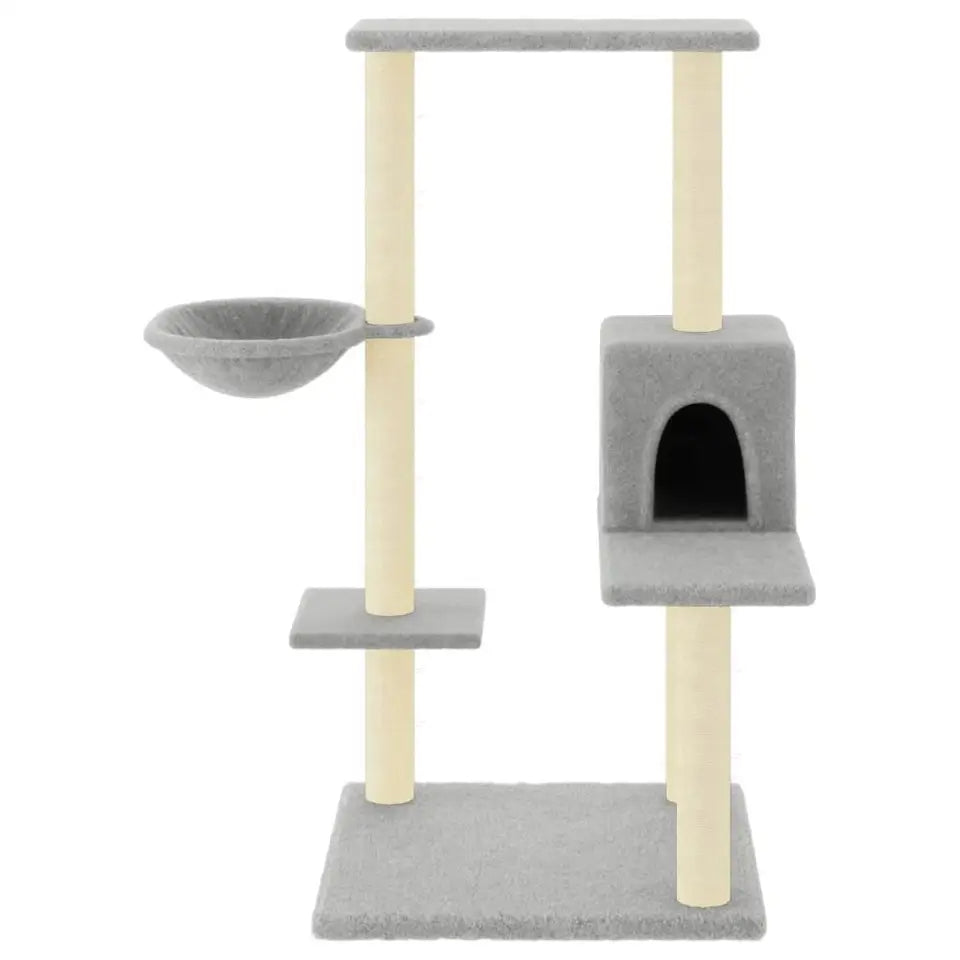 1 Metre Light Grey Cat Tree with Plush Condo, Perches & Basket 6