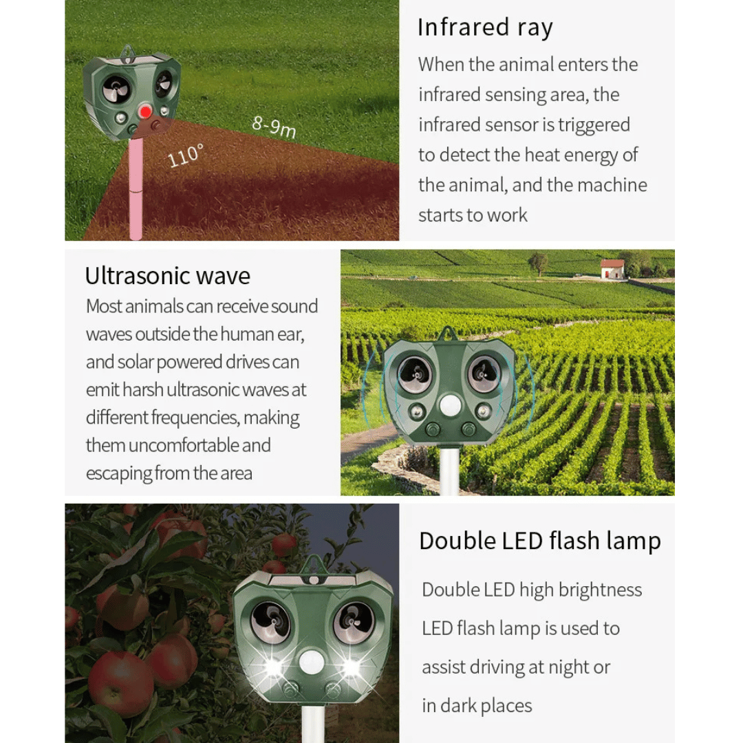 Solar Ultrasonic Animal Repeller for Gardens | Safe Motion-Activated Pest Deterrent for Rodents, Birds, Foxes & Cats 12
