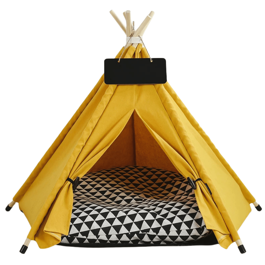 Cute Pet Bed Teepee Tent for Smaller Dogs & Cats with Washable Comfy Cushion