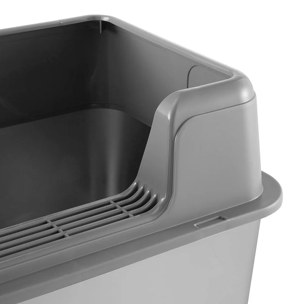 High-Sided Semi-Enclosed Cat Litter Box with Stainless Steel Litter Tray | Scoop Included 11