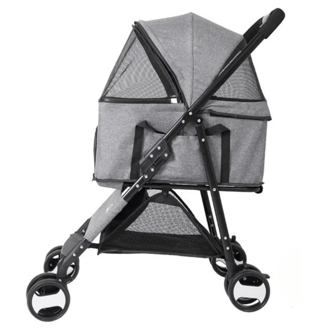 Quick-Fold Dog Stroller for Small Dogs with Removable Carry Basket Car Seat 2