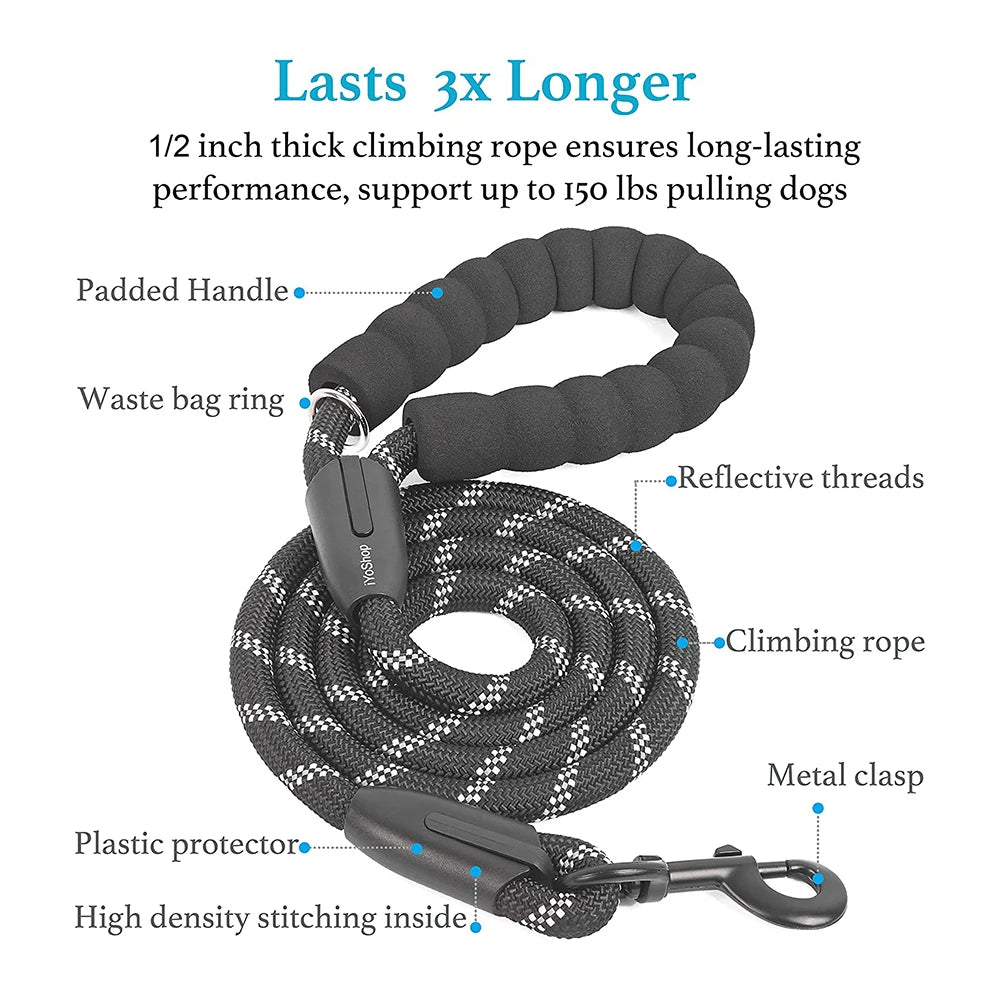 Thick & Strong Double Dog Lead with Foam Handle & Reflective Rope | Dog Leash for 2 Dogs 14