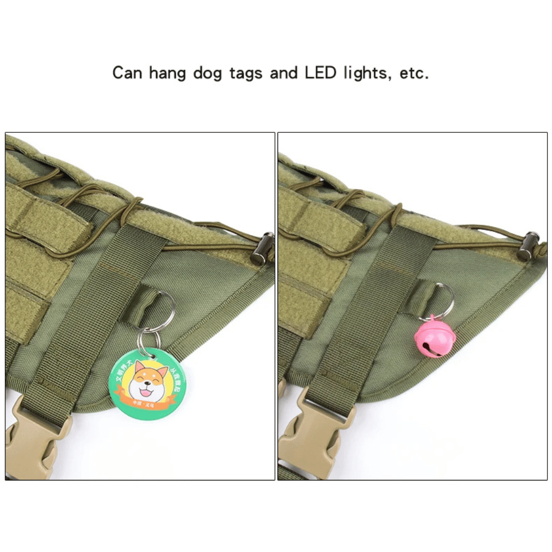 Robust Military-Style Dog Harness with Rubber Handle & Pouch | Tactical Dog Training Vest 16