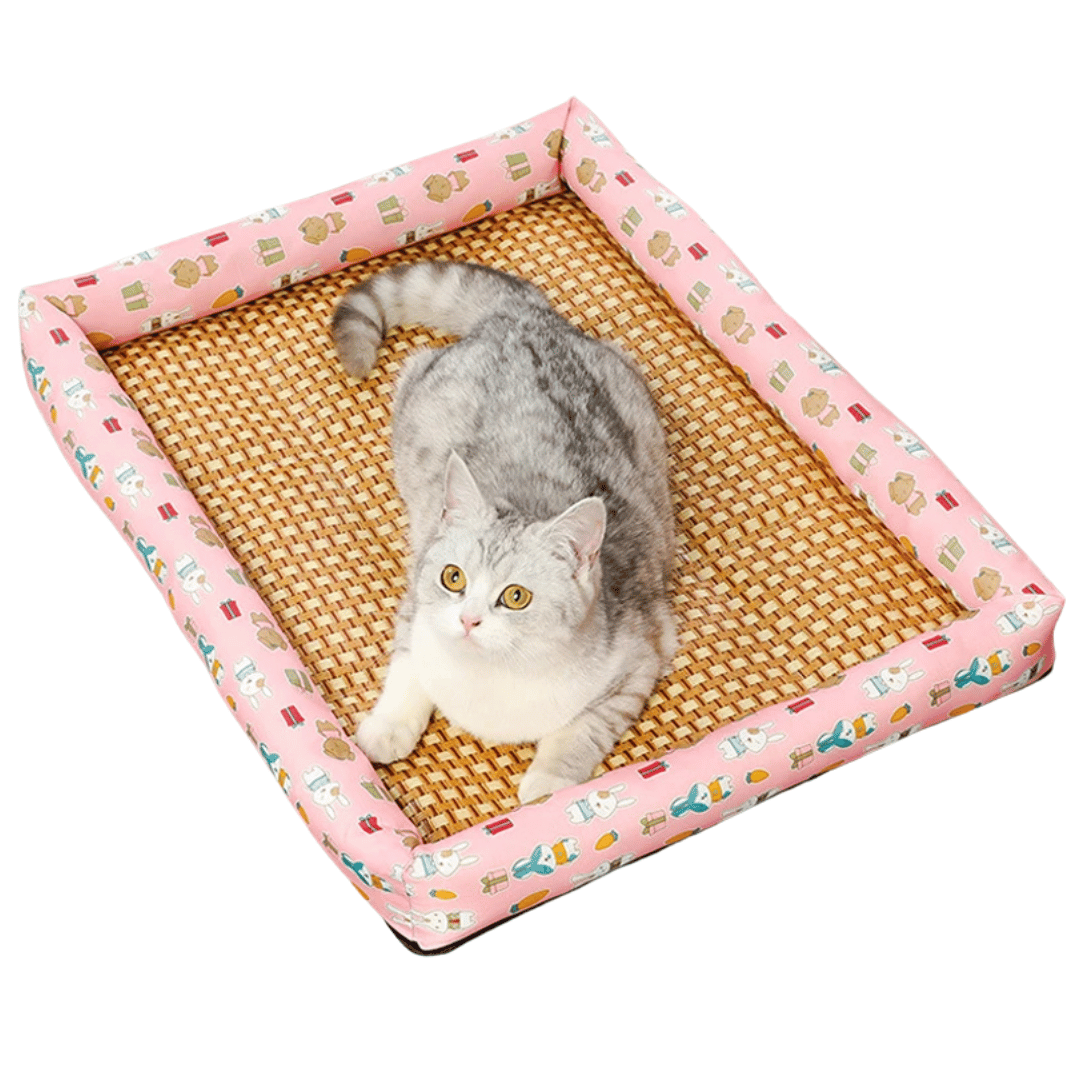 Cool-Feel Rattan Base Pet Bed for Dogs & Cats | Natural & Breathable Wicker Pet Pad 10