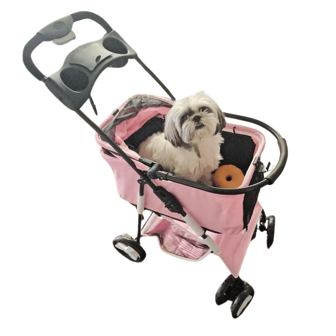 Spacious & Foldable Dog Stroller with Storage Basket 16