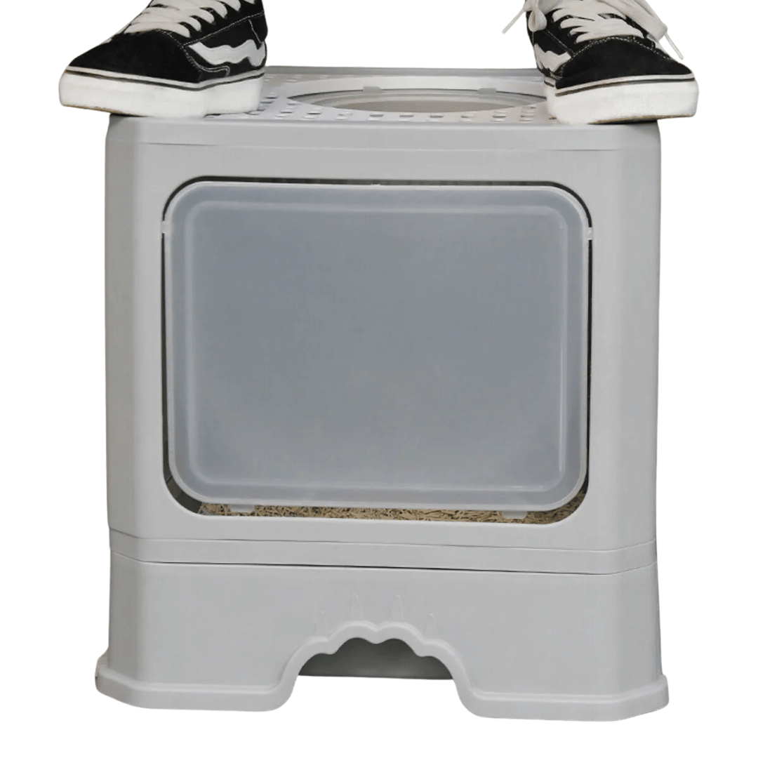 Spacious Front & Top Entry-Exit Enclosed Cat Litter Box with Slide-Out Tray & Scoop 6