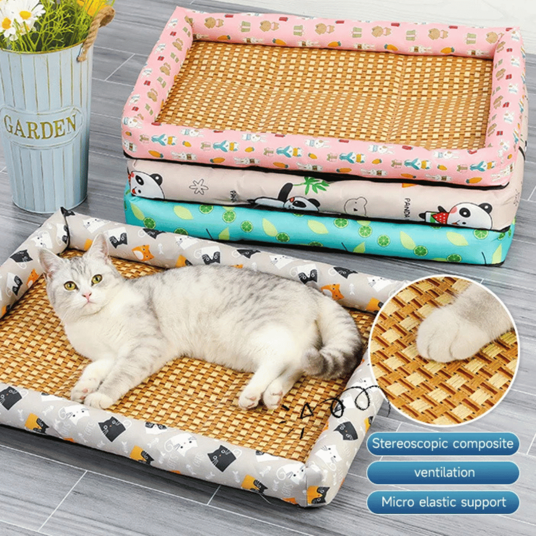 Cool-Feel Rattan Base Pet Bed for Dogs & Cats | Natural & Breathable Wicker Pet Pad 13