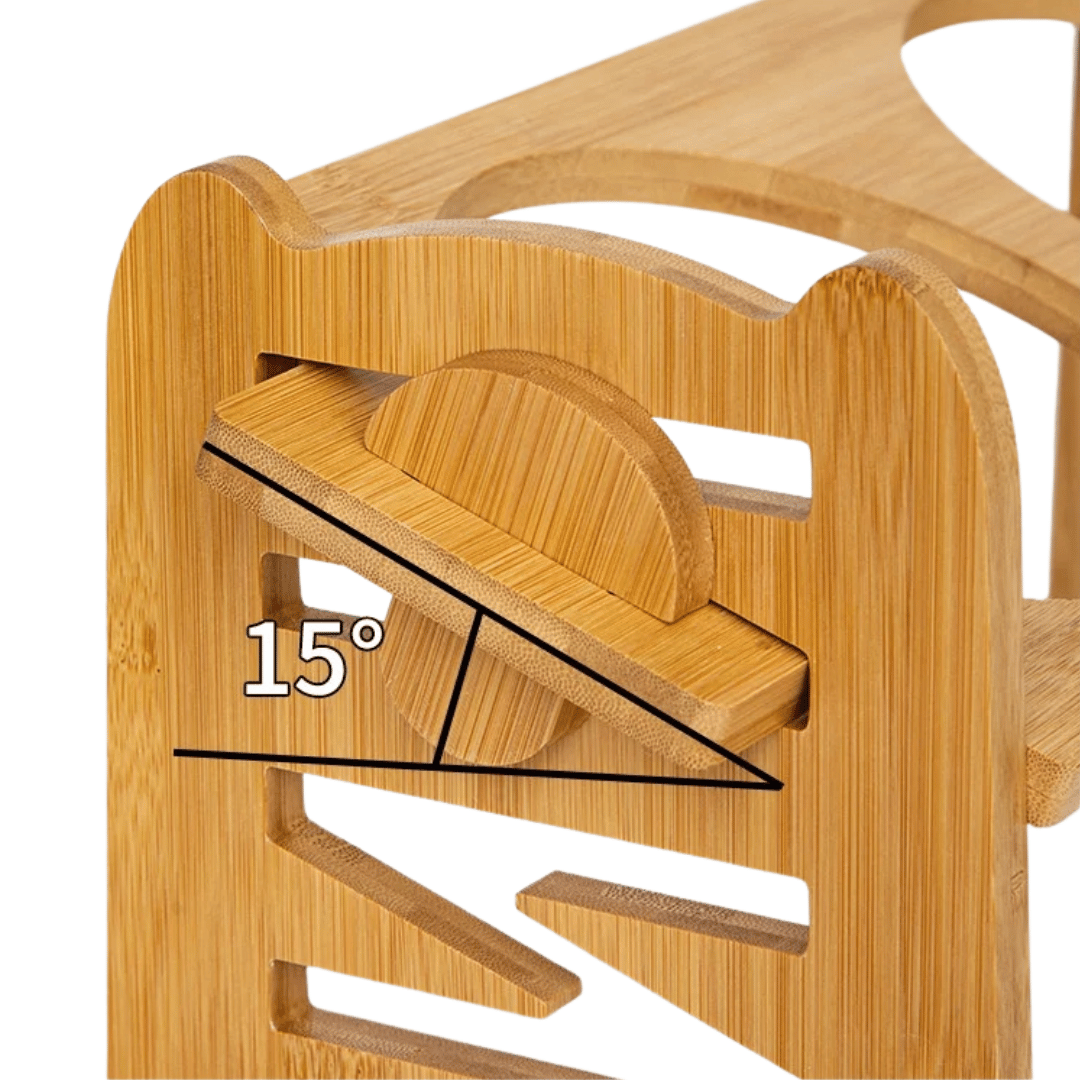 Wooden Adjustable Pet Feeding Station with Custom Height & Tilt for Small Dogs & Cats | Includes 2 Stainless Steel Dog Bowls 6