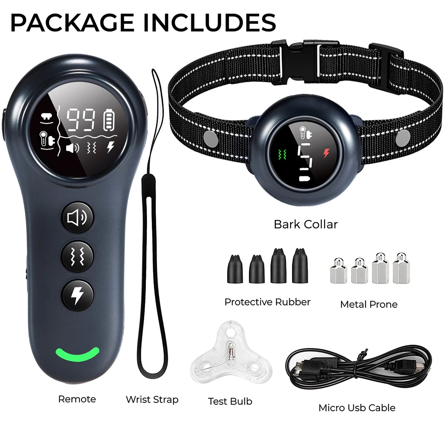 2-in-1 Automatic Anti-Bark Control & Dog Training Collar with Remote | Smart Barking Detection with Shock, Sound & Vibration