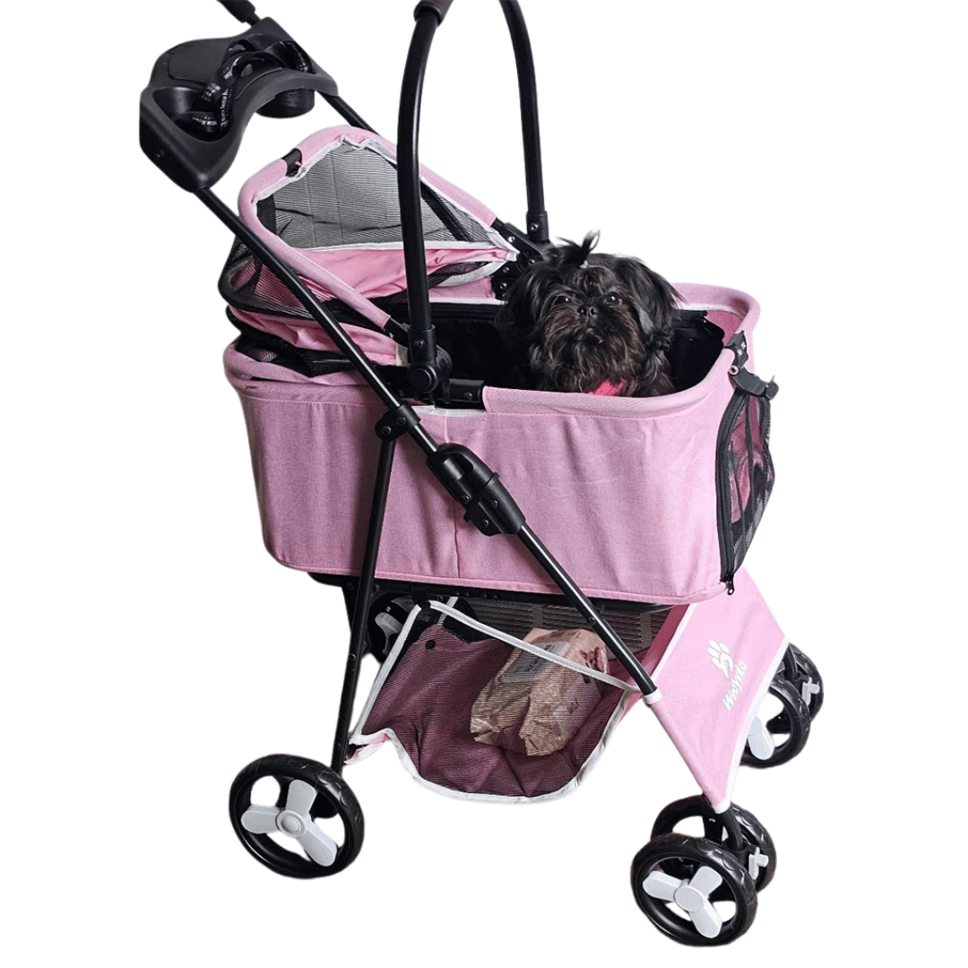 Spacious & Foldable Dog Stroller with Storage Basket 15