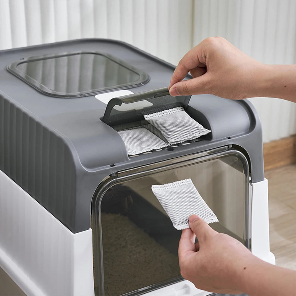 Enclosed Cat Litter Box with UV Sterilization, Pull-Out Tray & Double Entrance-Exit