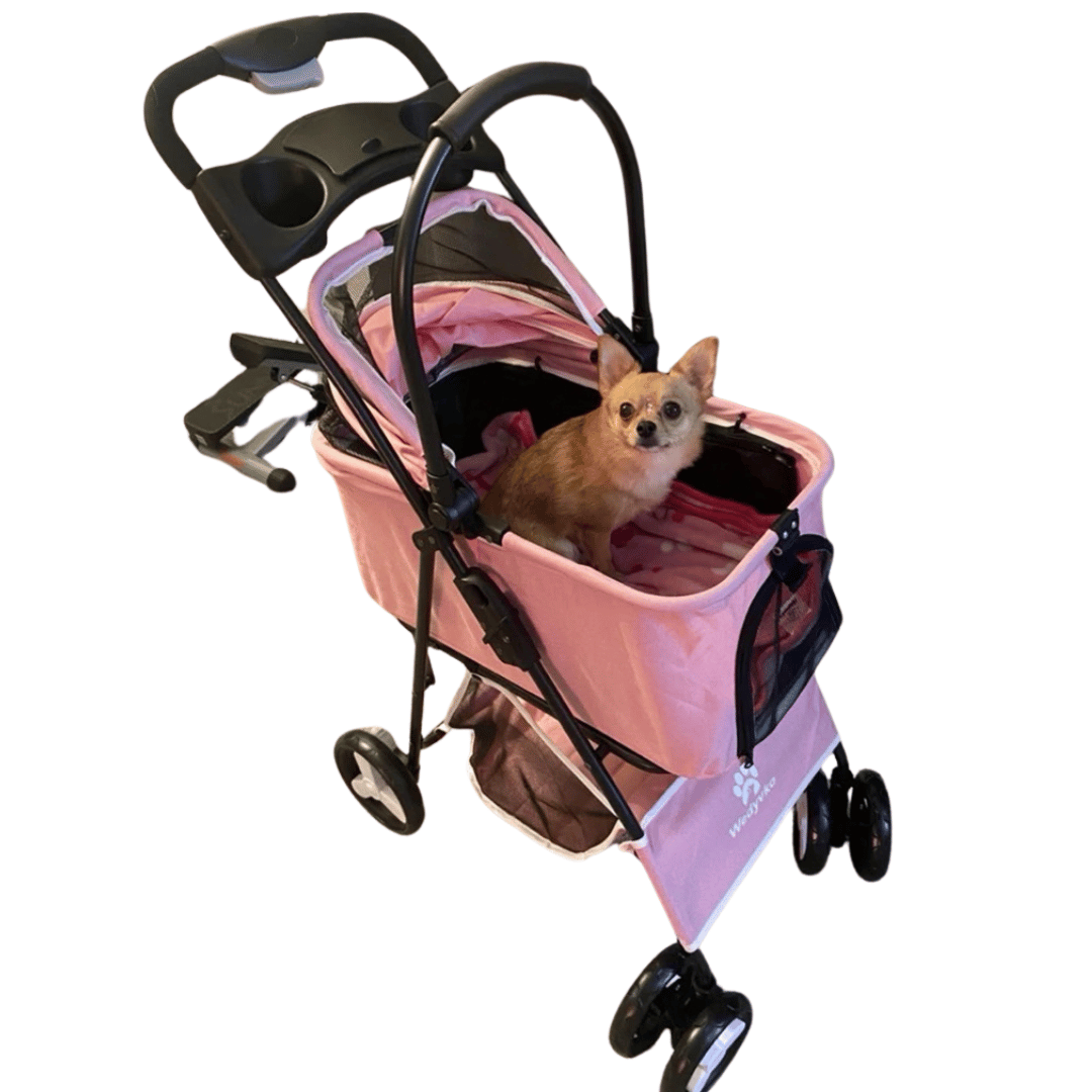 Spacious & Foldable Dog Stroller with Storage Basket 14