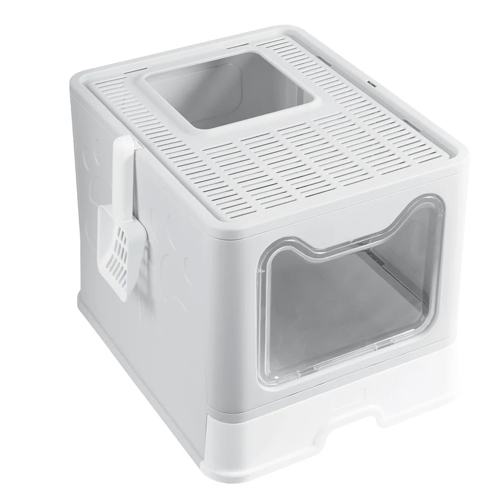 Front & Top Entry Enclosed Cat Litter Box with Drawer Tray & Scoop 7
