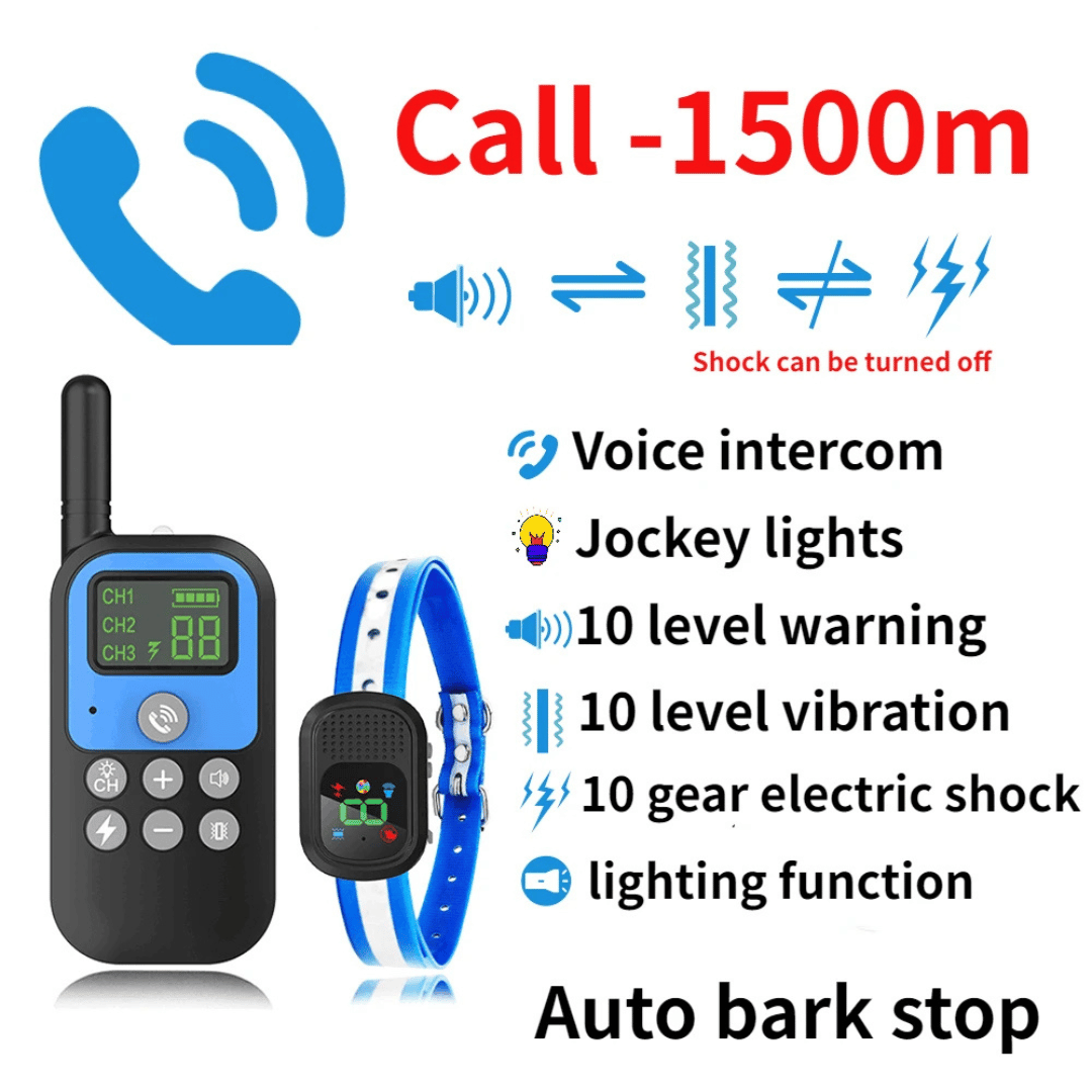 1500m Walkie-Talkie Dog Training Collar for Voice Intercom Control 10