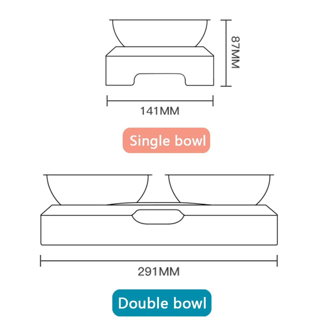 Raised & Tilted Cat & Puppy Feeding Station with Single or Double Stainless Steel Bowls 17