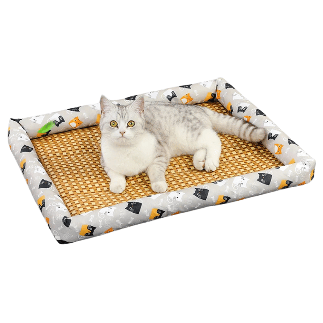 Cool-Feel Rattan Base Pet Bed for Dogs & Cats | Natural & Breathable Wicker Pet Pad 1