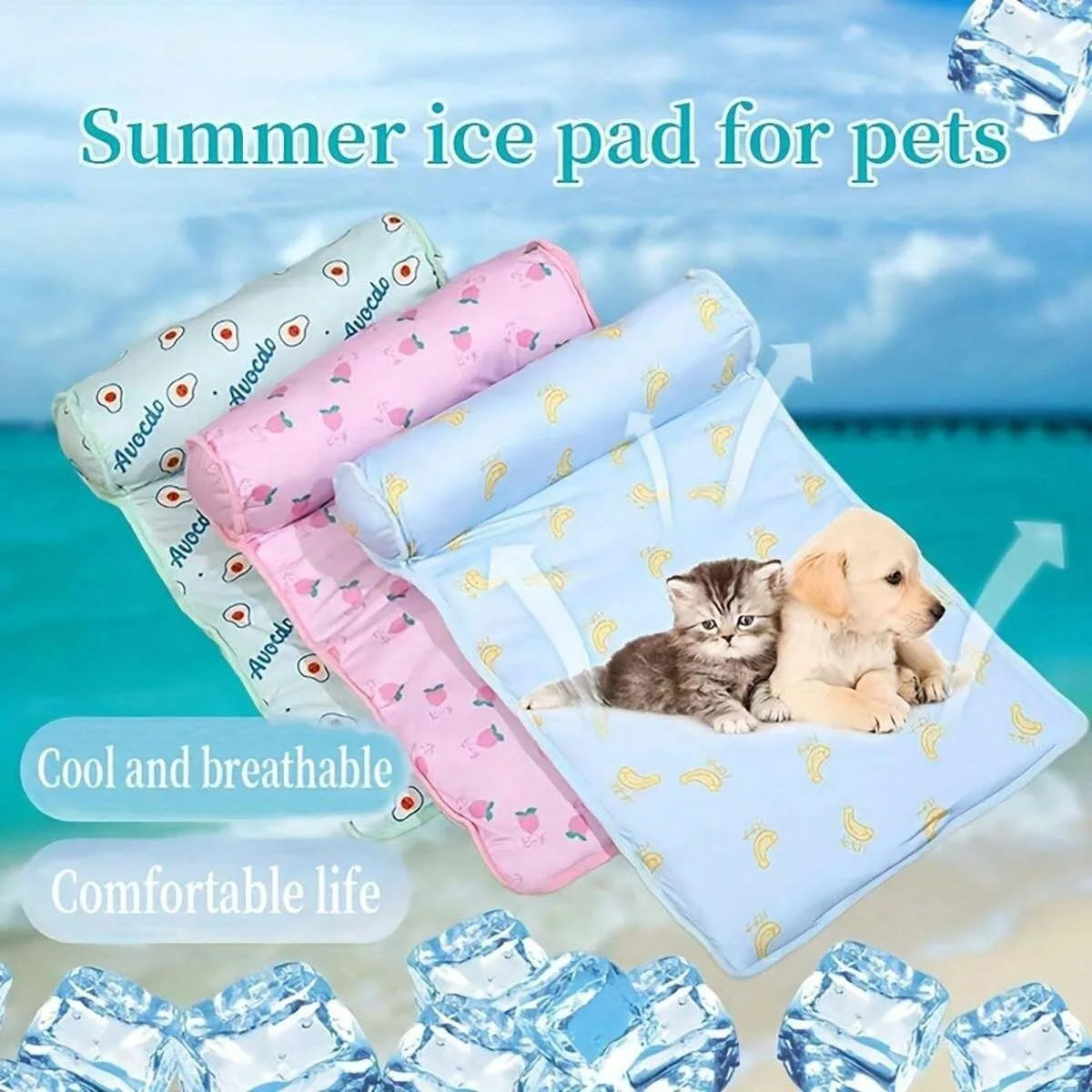 Cute Dog Cooling Mat Pad with Head Support | Breathable & Machine Washable 7