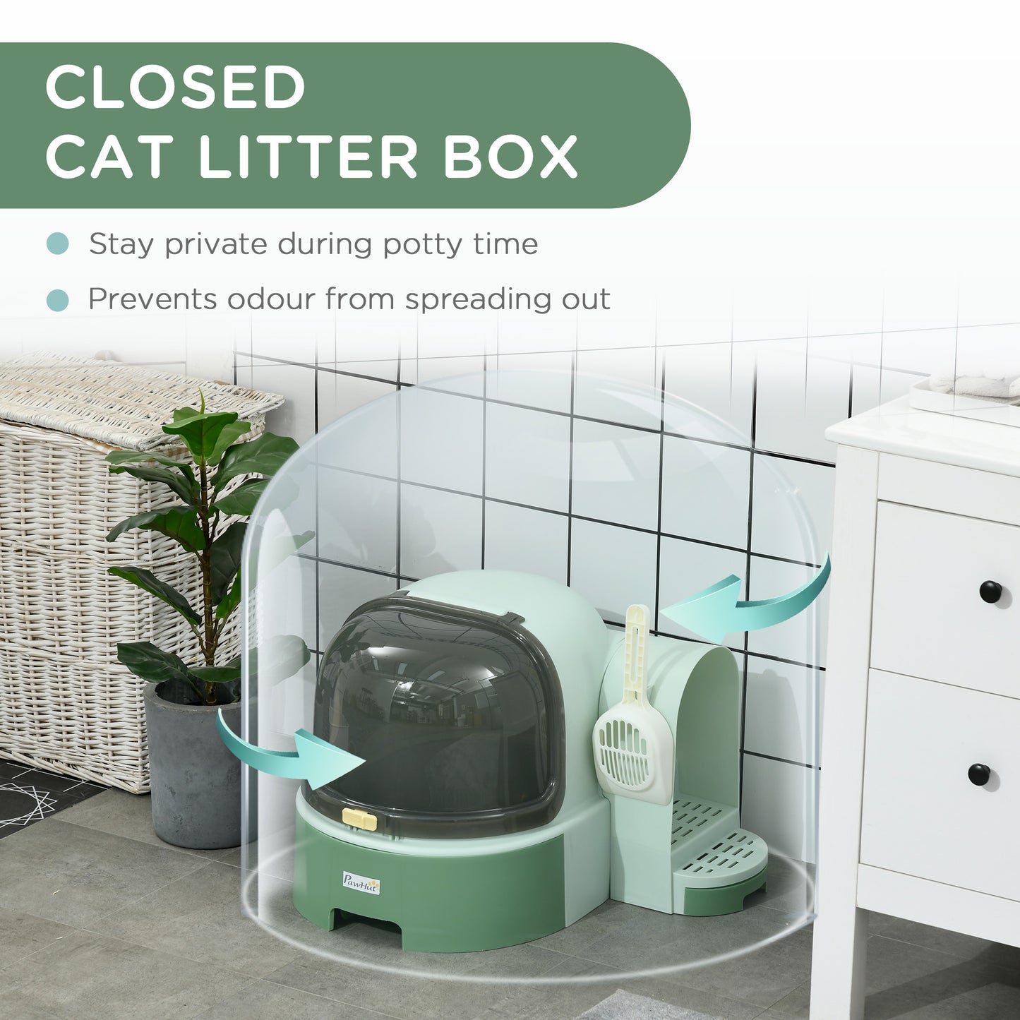 Flip-Cover Enclosed Cat Litter Box with Pull-Out Tray for Easy Cleaning