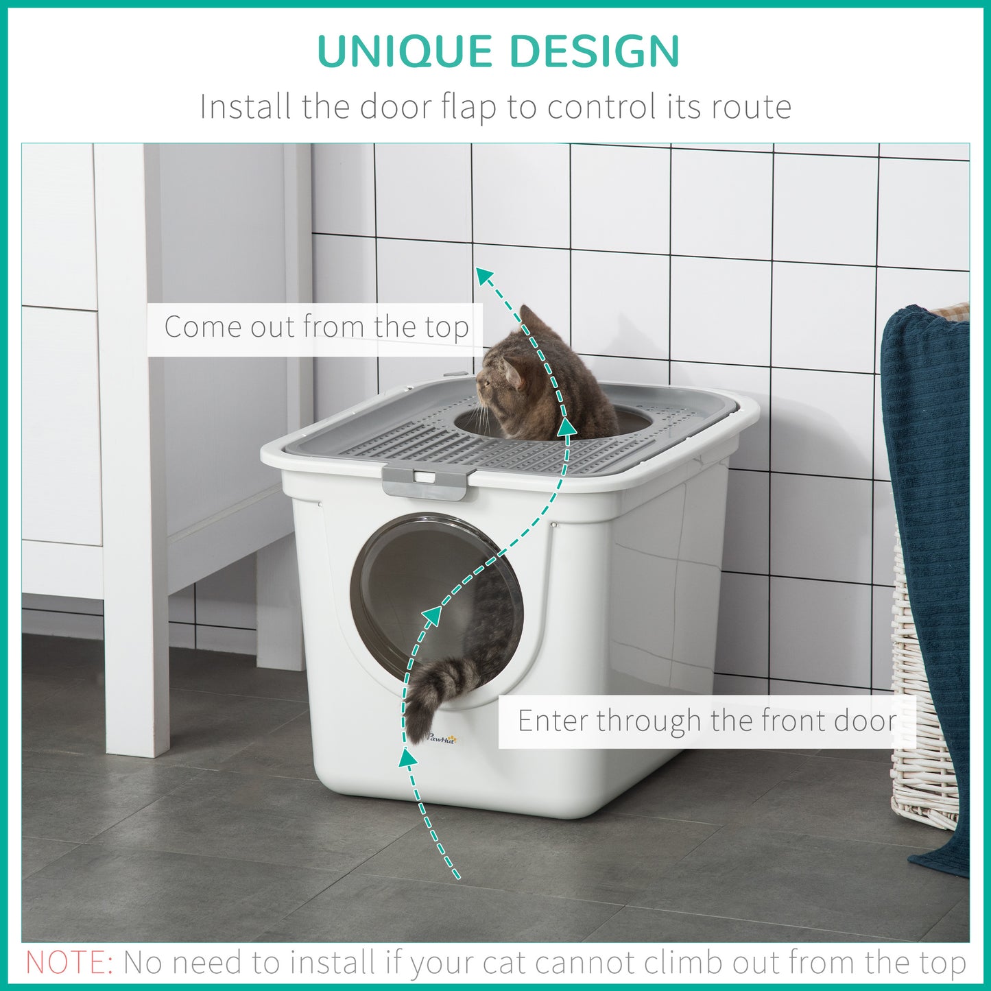 Flip-Top Enclosed Cat Litter Box with Bucket Design | Scoop Included 7