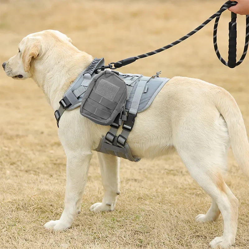 Robust Military-Style Dog Harness with Rubber Handle & Pouch | Tactical Dog Training Vest 9