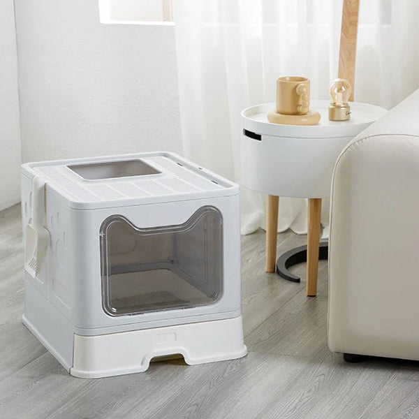 Front & Top Entry Enclosed Cat Litter Box with Drawer Tray & Scoop 13