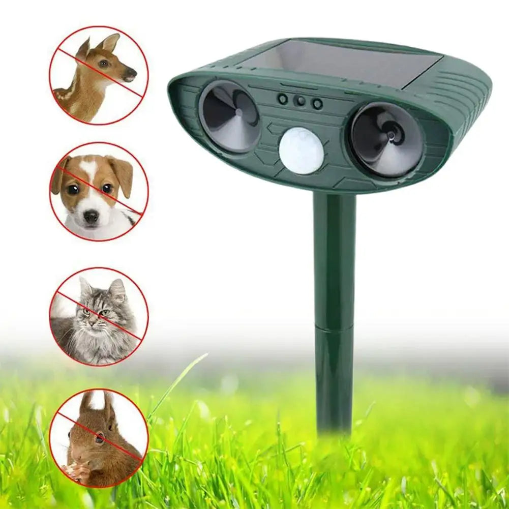 Outdoor Ultrasonic Pest Repeller with Safe Motion Sensor | Solar Garden Deterrent for Cats, Birds, Foxes & Rodents