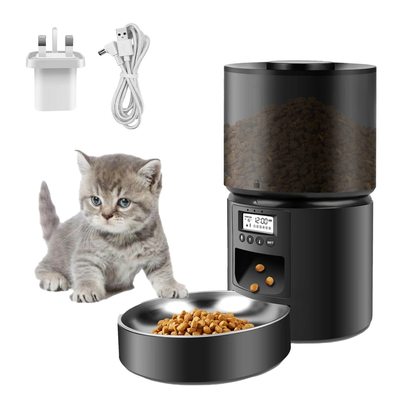 6-Meals Per Day Automatic Cat Feeder with Timer & Voice Recording 6