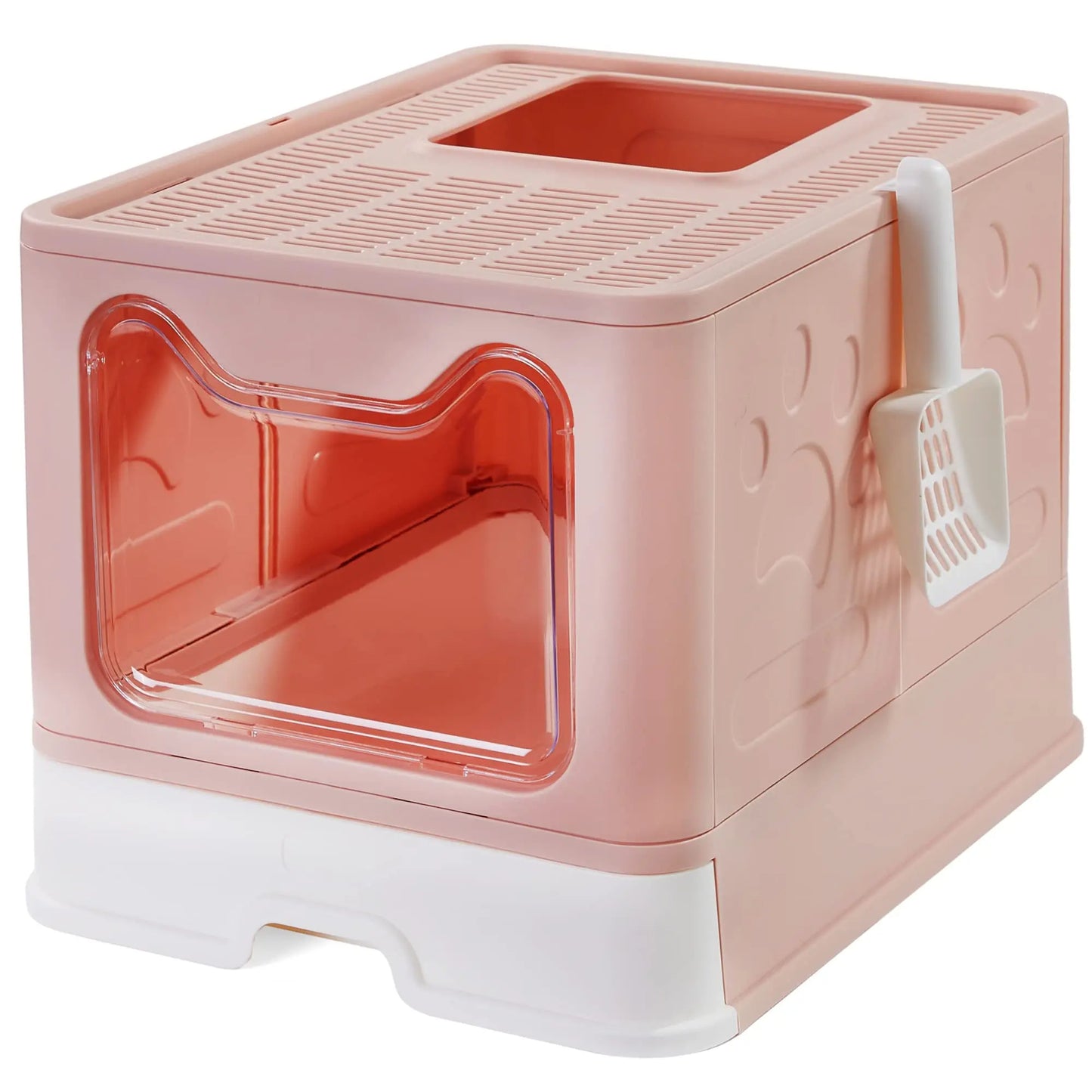 Front & Top Entry Enclosed Cat Litter Box with Drawer Tray & Scoop 3