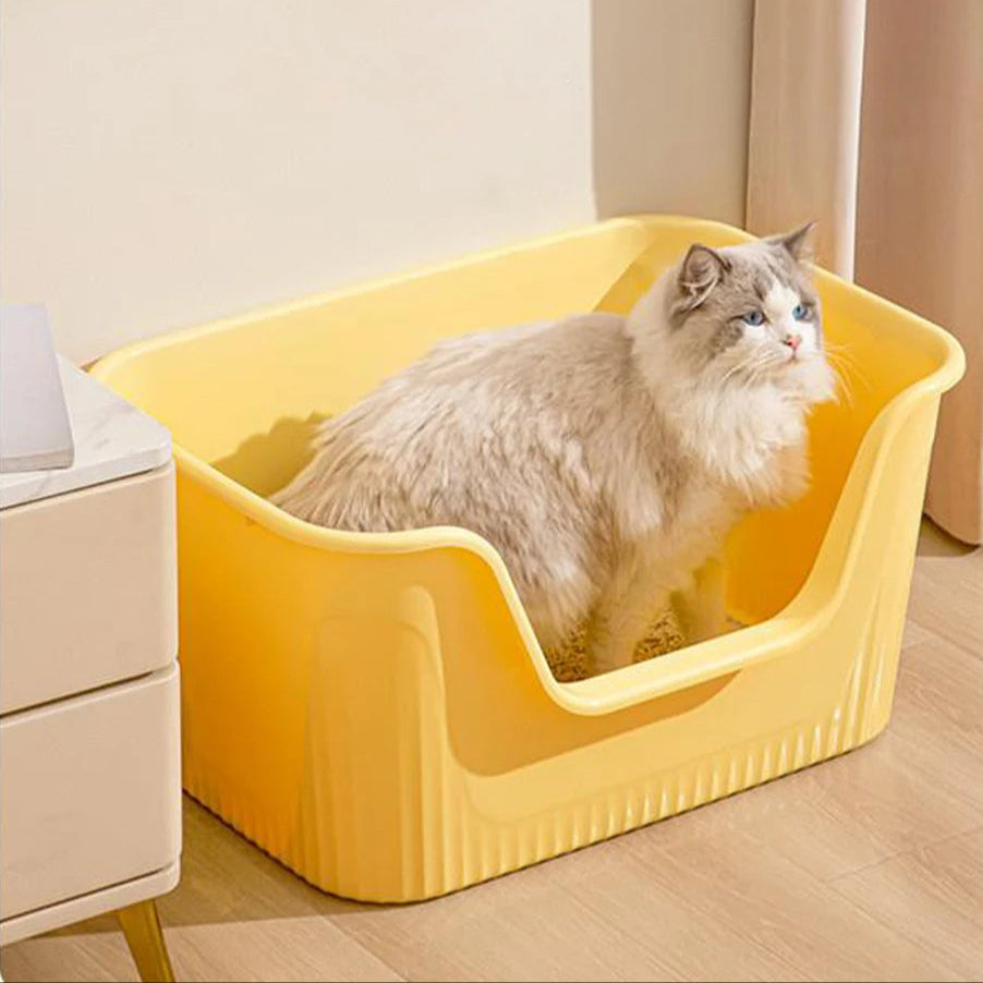 High-Sided Semi-Enclosed Cat Litter Box made from Durable Plastic | Scoop Included 3