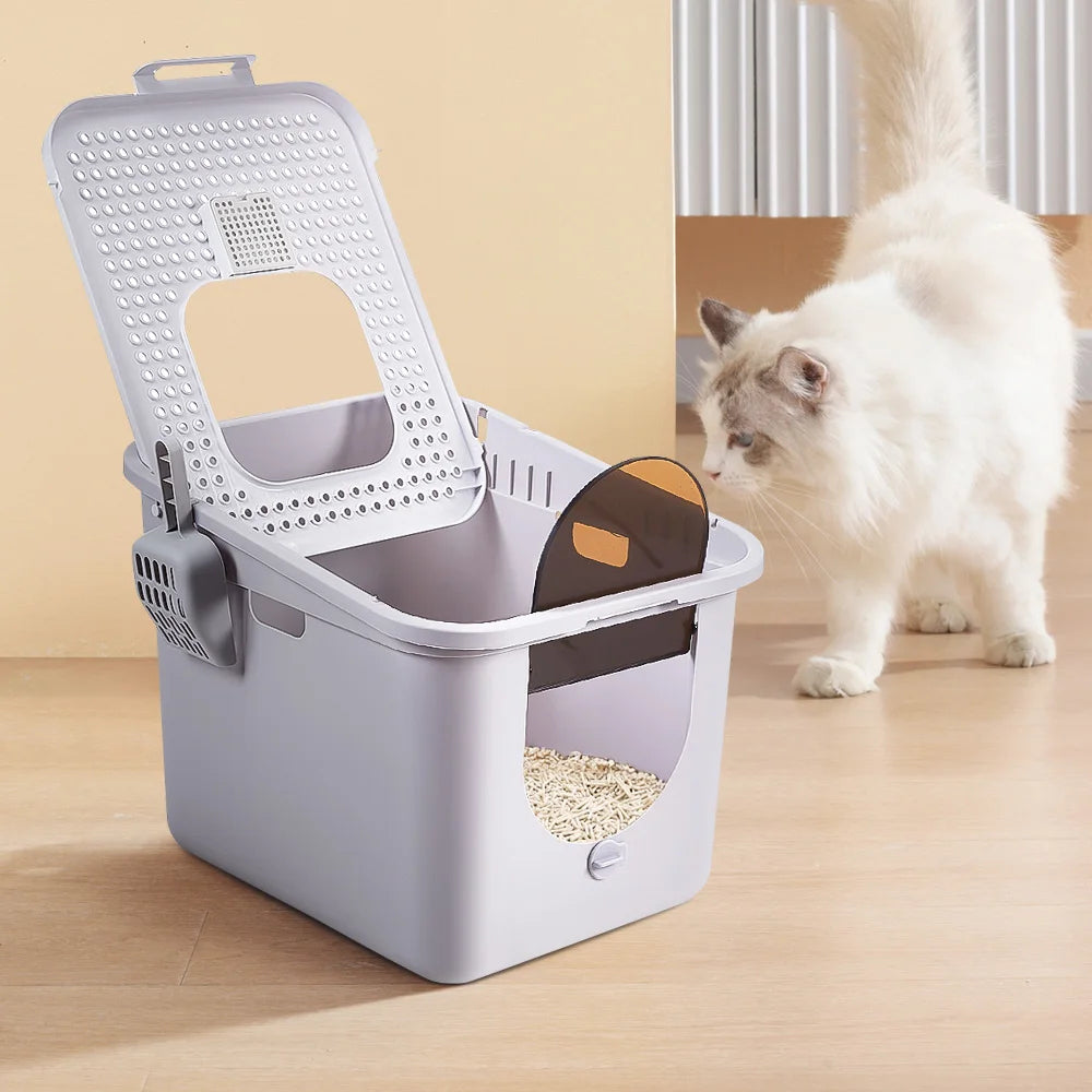 Enclosed Cat Litter Box with Flip-Lid Bucket Design | Scoop Included 3
