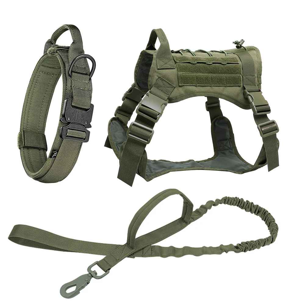 Large Dog Military-Style Dog Harness with Collar, Leash & Pouch Set | Tactical Dog Training Vest 1