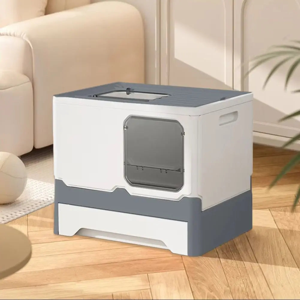 Enclosed Cat Litter Box with Pull-Out Tray & Double Entry 4