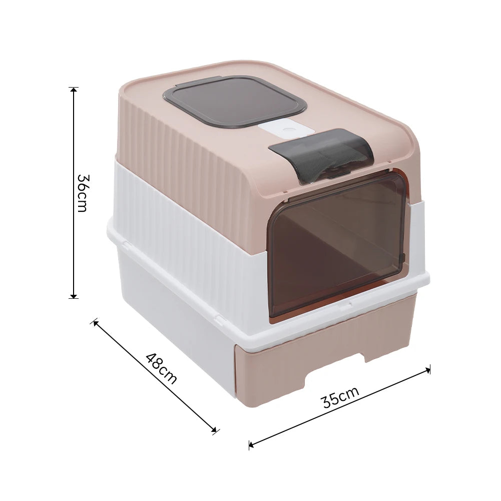 Enclosed Cat Litter Box with UV Sterilization, Pull-Out Tray & Double Entrance-Exit