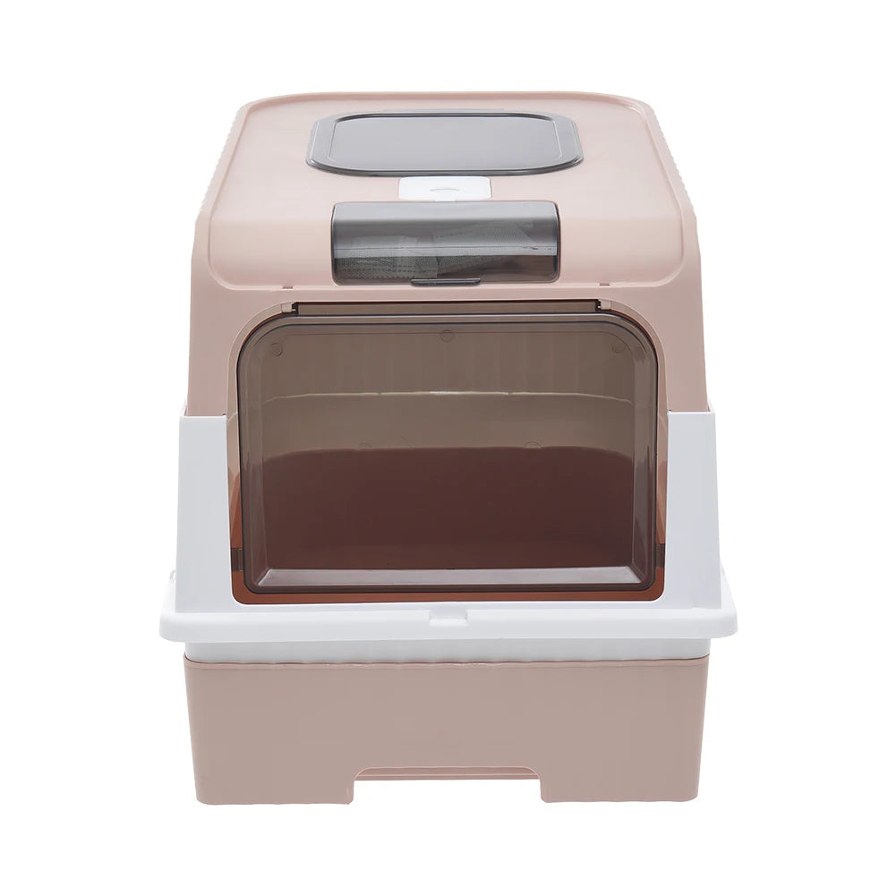 Enclosed Cat Litter Box with UV Sterilization, Pull-Out Tray & Double Entrance-Exit