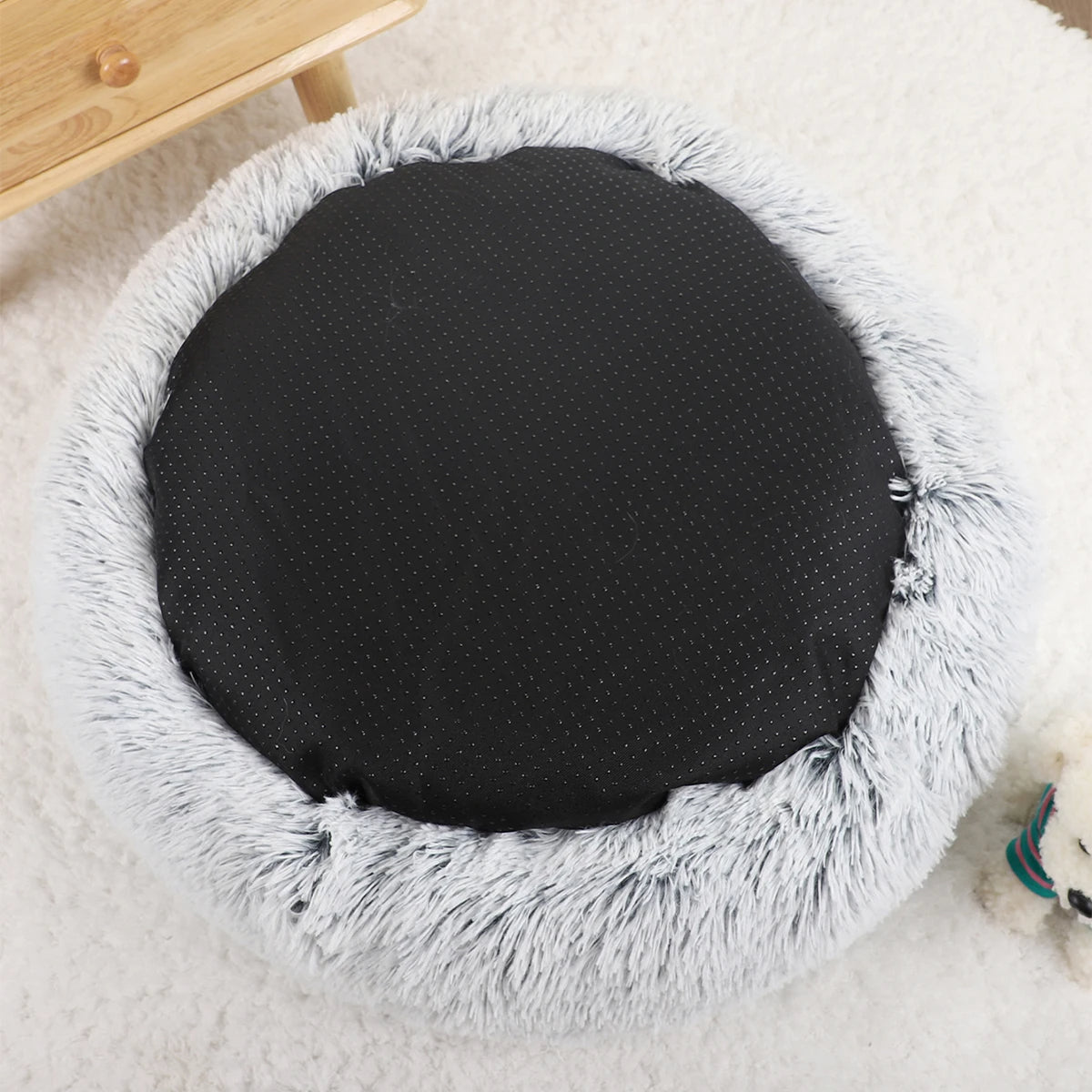 Extra Fluffy & Deep Plush Donut Dog Bed  7