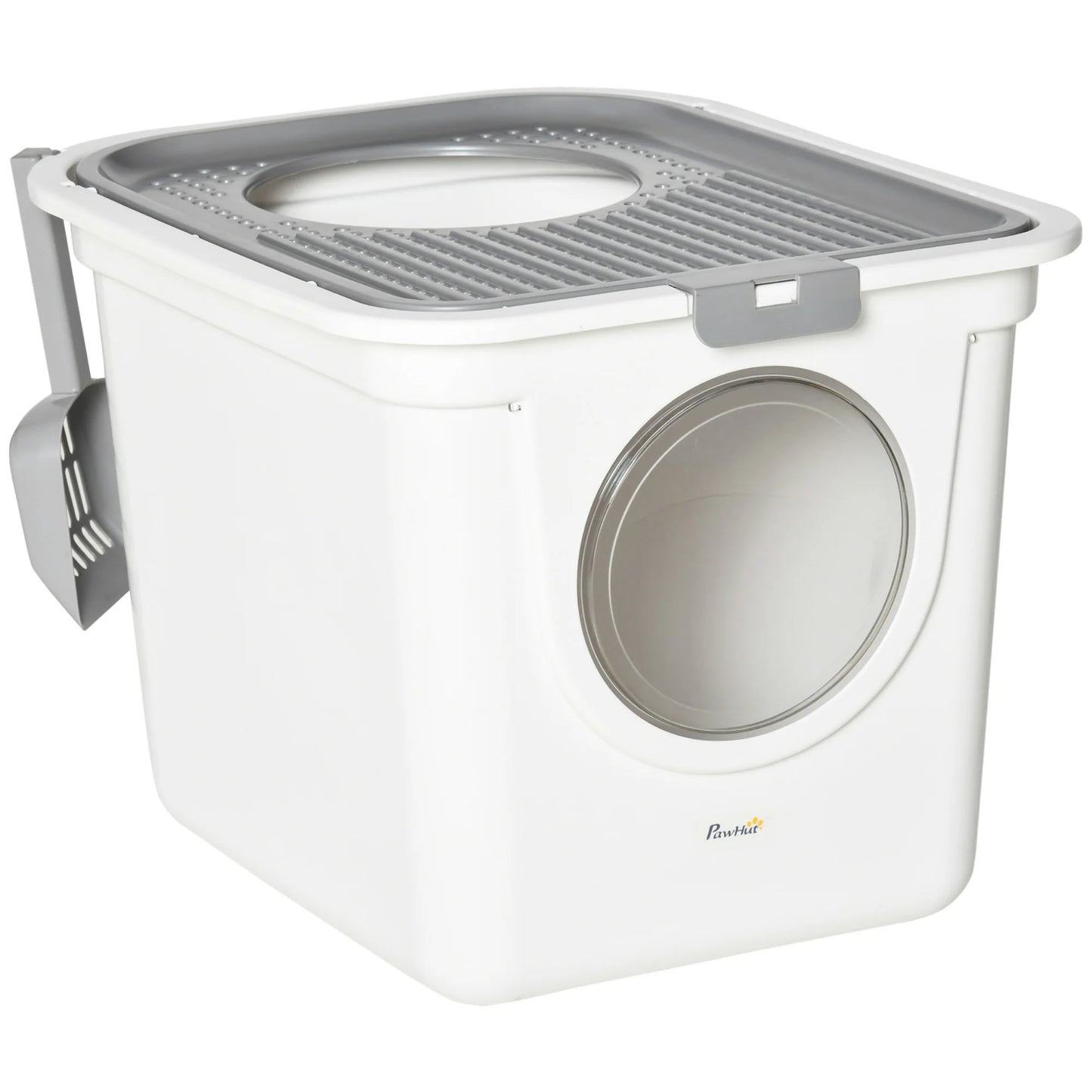 Flip-Top Enclosed Cat Litter Box with Bucket Design | Scoop Included 1