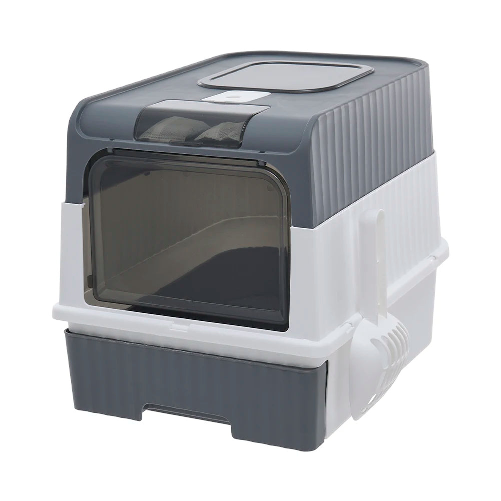 Enclosed Cat Litter Box with UV Sterilization, Pull-Out Tray & Double Entrance-Exit