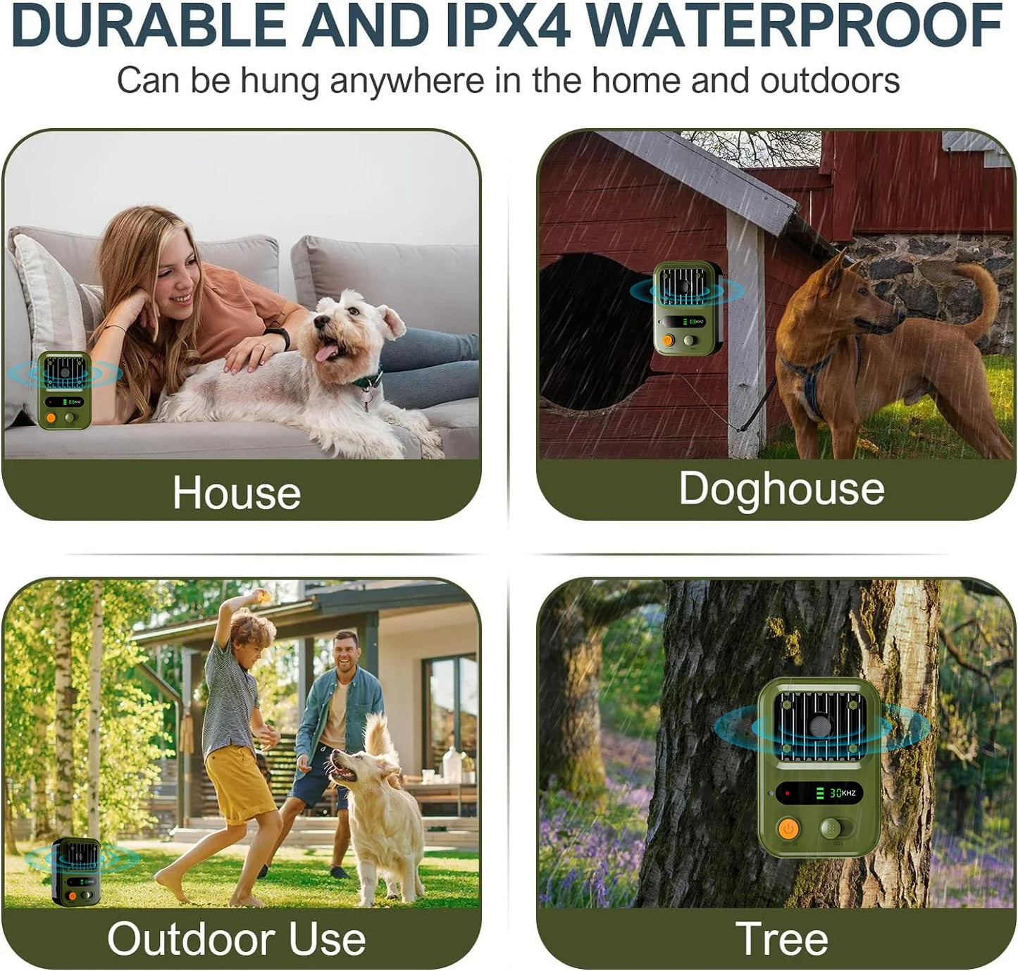 Ultrasonic Dog Bark Deterrent Device | Rechargeable Anti-Barking Device for Indoors & Outdoors