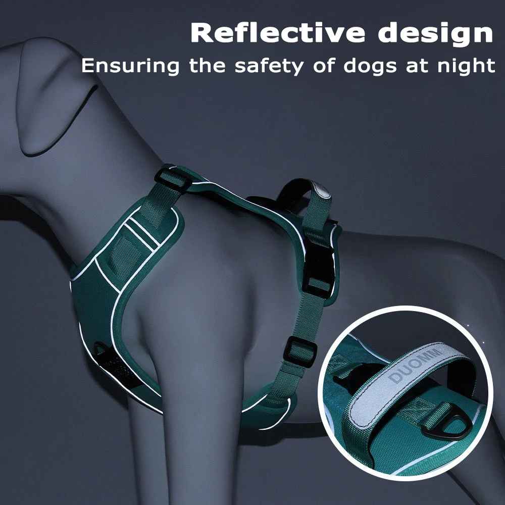 Comfortable & Reflective No-Pull Dog Harness with Strong Handle, Leash Clip & AirTag Holder