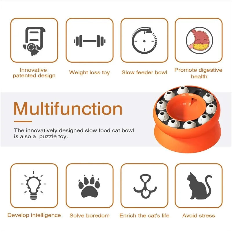 Multifunctional Slow Feeder Cat Puzzle Toy for Healthy Eating & Weight Loss
