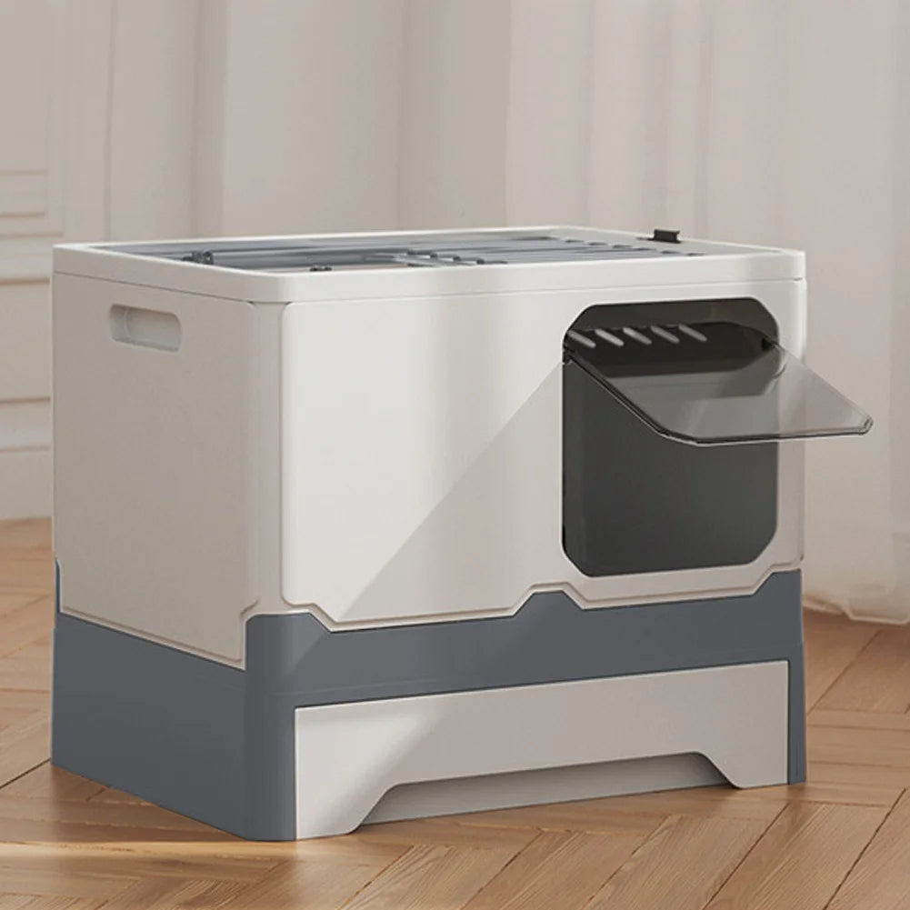 Enclosed Cat Litter Box with Pull-Out Tray & Double Entry 2