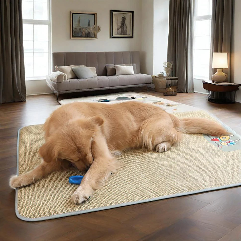 Natural Rattan Dog Mat with Cool-Feel & Non-Slip Base 6