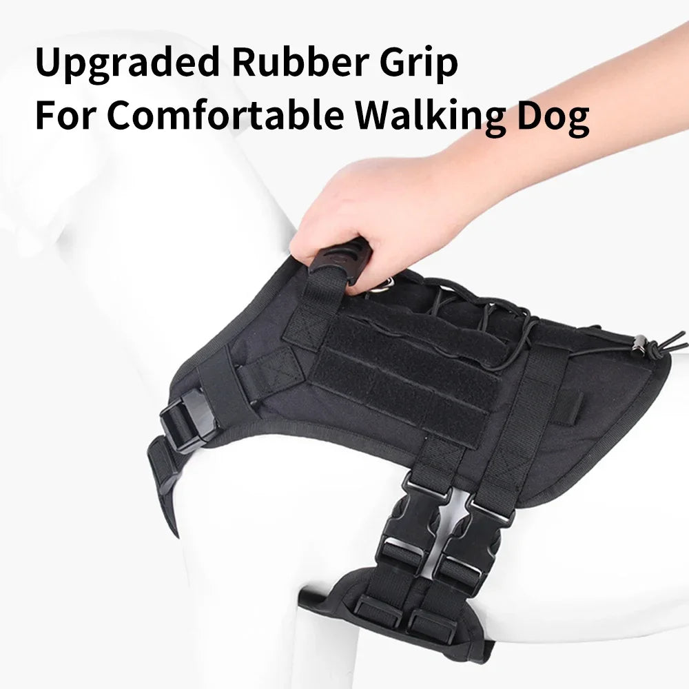 Robust Military-Style Dog Harness with Rubber Handle & Pouch | Tactical Dog Training Vest 10
