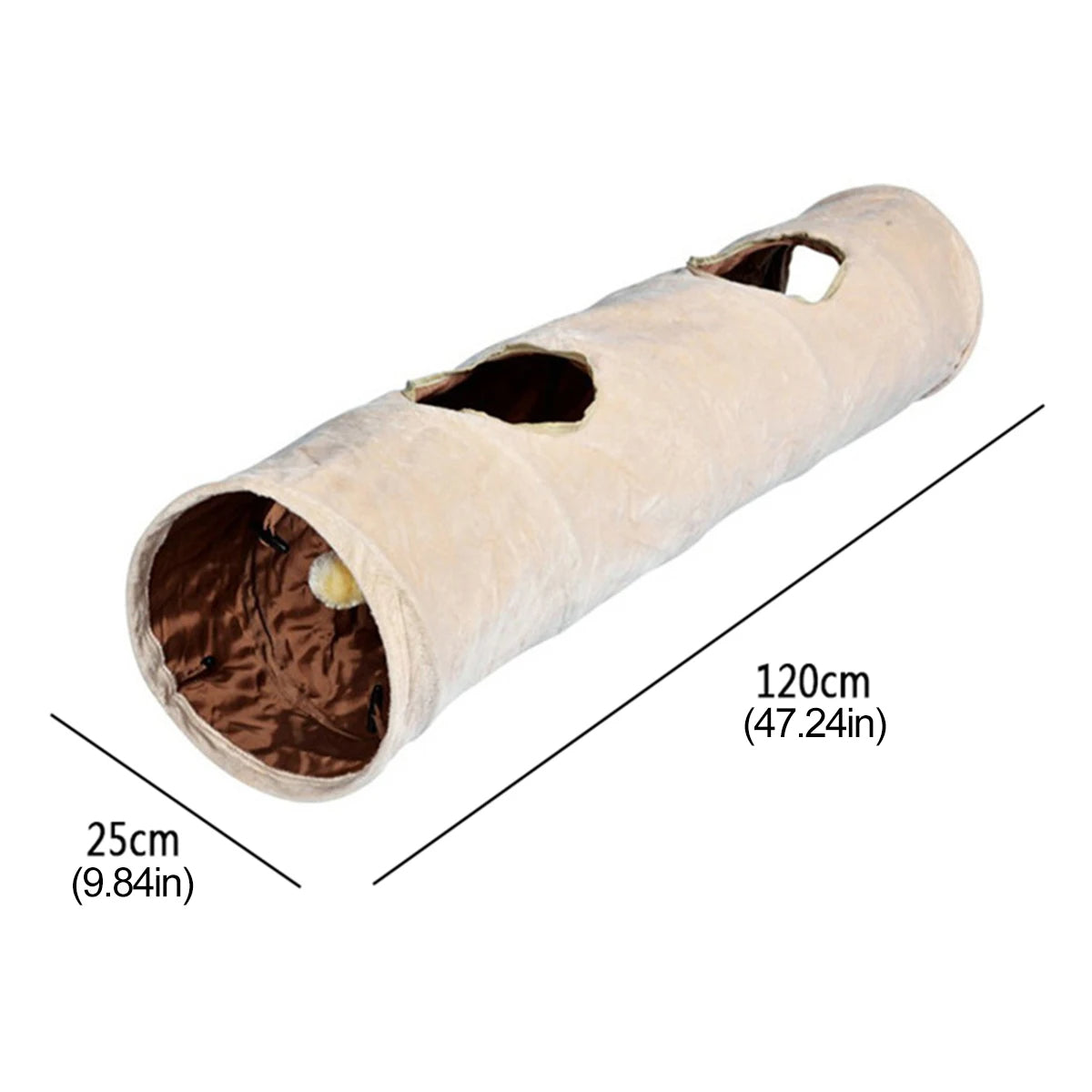 Plush Collapsible Cat Play Tunnel | Space-Saving Toy for Active Indoor Cats