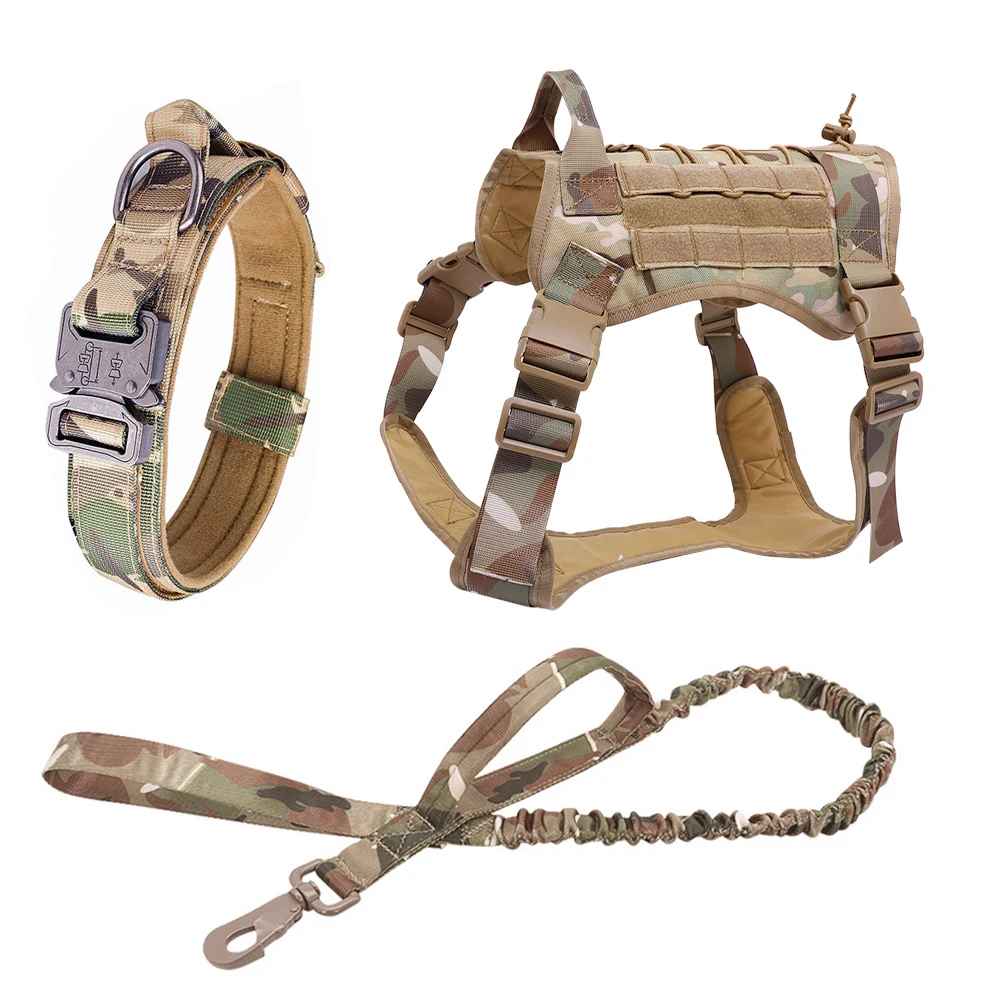 Large Dog Military-Style Dog Harness with Collar, Leash & Pouch Set | Tactical Dog Training Vest 3
