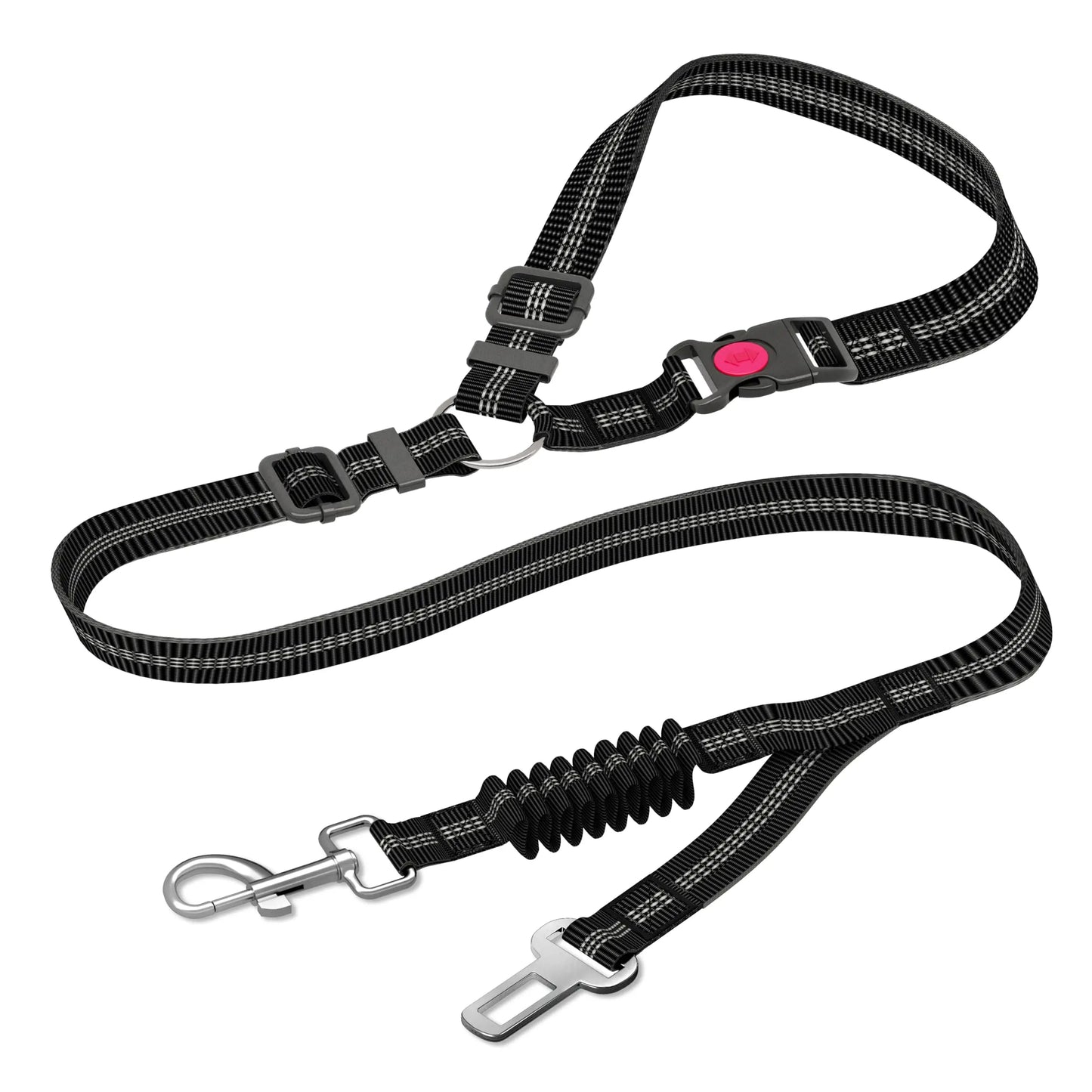 Heavy Duty Dog Seat Belt for Safe Car Travel | Double-Fastening & Fully Adjustable Nylon Dog Car Harness 1