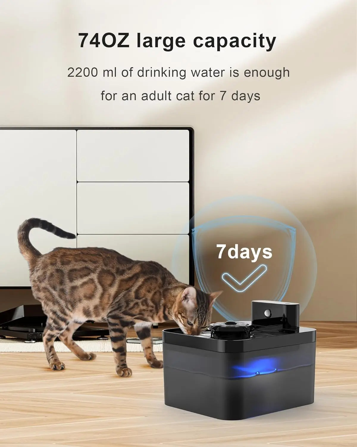 Wireless 2.2L Cat Water Fountain with Automatic Sensor | USB Rechargeable